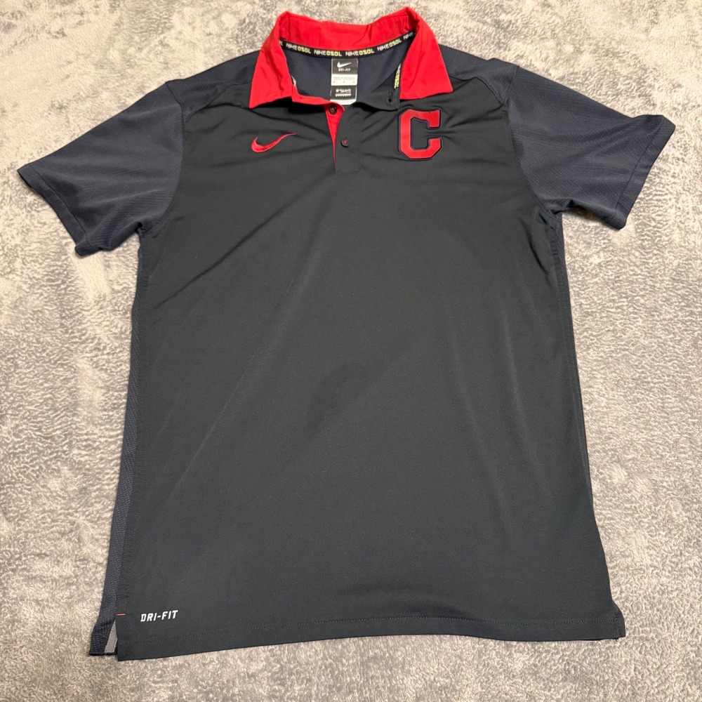 Nike Dri-Fit Cleveland‎ Guardians MLB Baseball Polo Shirt Men's M Red C Logo